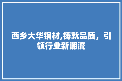 西乡大华钢材,铸就品质，引领行业新潮流