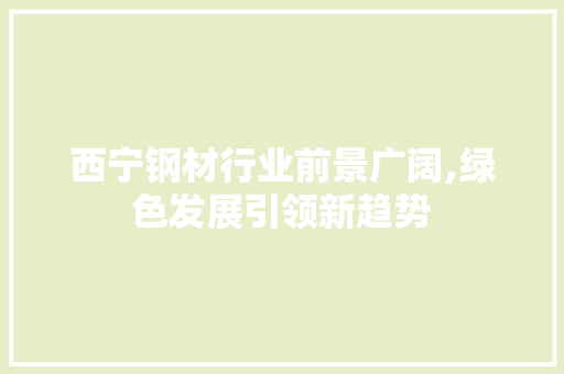 西宁钢材行业前景广阔,绿色发展引领新趋势