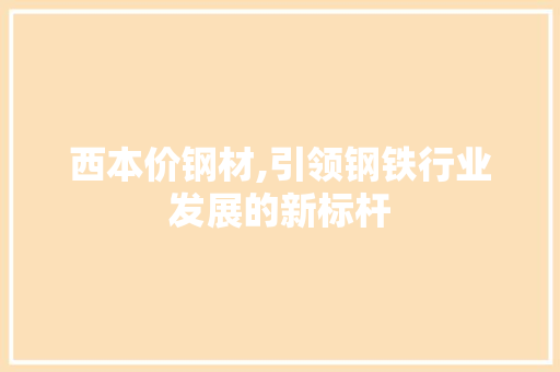 西本价钢材,引领钢铁行业发展的新标杆