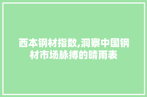 西本钢材指数,洞察中国钢材市场脉搏的晴雨表