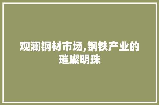 观澜钢材市场,钢铁产业的璀璨明珠