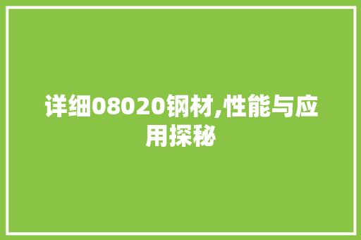 详细08020钢材,性能与应用探秘