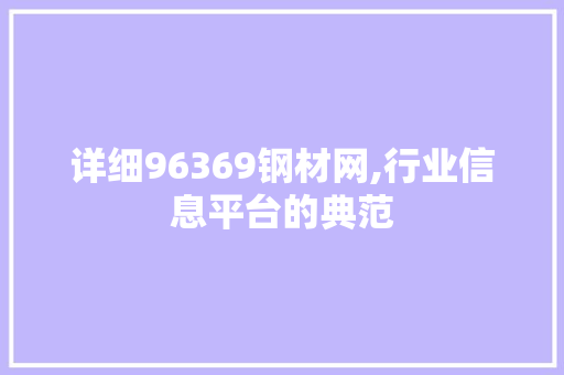 详细96369钢材网,行业信息平台的典范