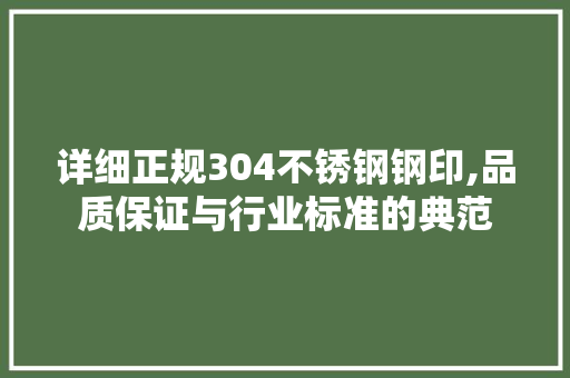 详细正规304不锈钢钢印,品质保证与行业标准的典范