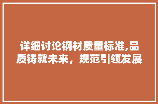 详细讨论钢材质量标准,品质铸就未来，规范引领发展 建筑设计