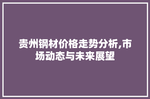 贵州钢材价格走势分析,市场动态与未来展望