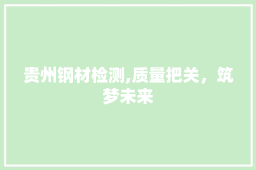 贵州钢材检测,质量把关，筑梦未来