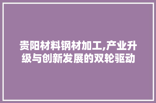 贵阳材料钢材加工,产业升级与创新发展的双轮驱动