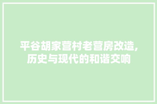平谷胡家营村老营房改造,历史与现代的和谐交响