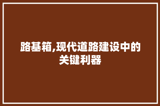 路基箱,现代道路建设中的关键利器