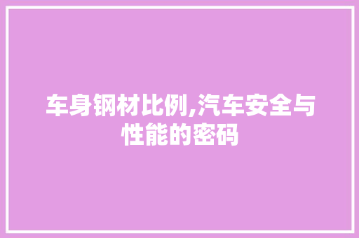 车身钢材比例,汽车安全与性能的密码