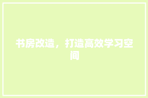 书房改造，打造高效学习空间