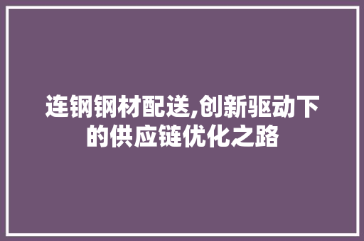 连钢钢材配送,创新驱动下的供应链优化之路