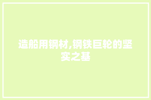 造船用钢材,钢铁巨轮的坚实之基