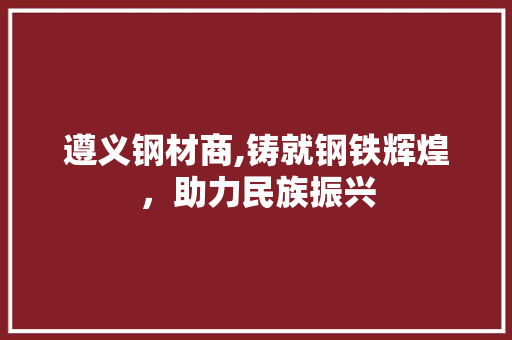 遵义钢材商,铸就钢铁辉煌，助力民族振兴