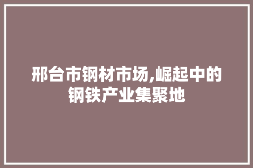 邢台市钢材市场,崛起中的钢铁产业集聚地