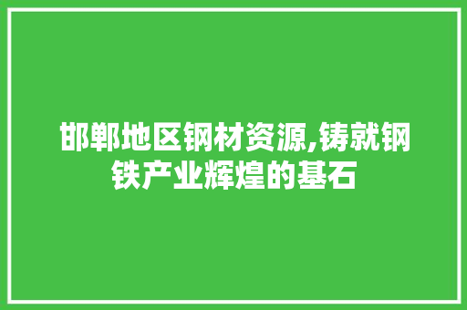 邯郸地区钢材资源,铸就钢铁产业辉煌的基石