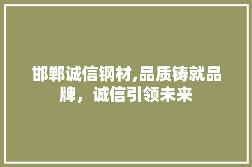 邯郸诚信钢材,品质铸就品牌，诚信引领未来