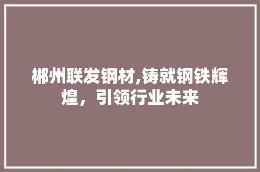 郴州联发钢材,铸就钢铁辉煌，引领行业未来