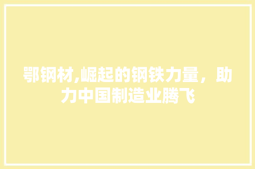 鄂钢材,崛起的钢铁力量，助力中国制造业腾飞