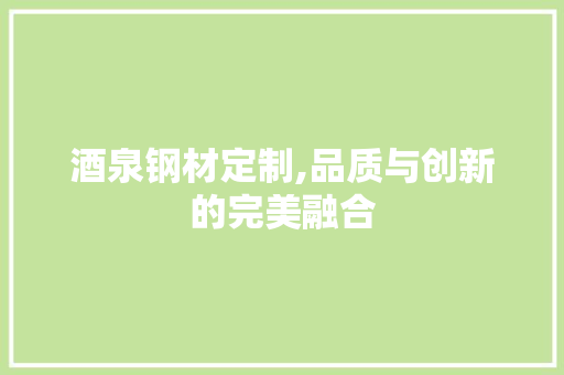 酒泉钢材定制,品质与创新的完美融合