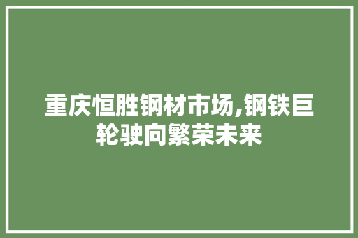 重庆恒胜钢材市场,钢铁巨轮驶向繁荣未来