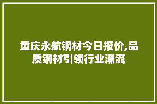 重庆永航钢材今日报价,品质钢材引领行业潮流