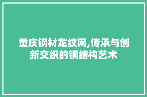 重庆钢材龙纹网,传承与创新交织的钢结构艺术