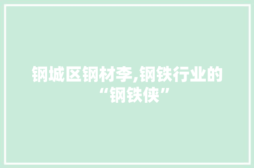 钢城区钢材李,钢铁行业的“钢铁侠”