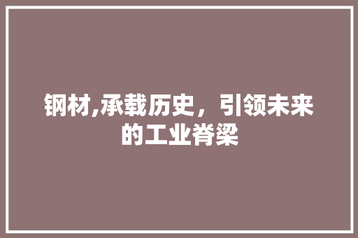 钢材,承载历史，引领未来的工业脊梁