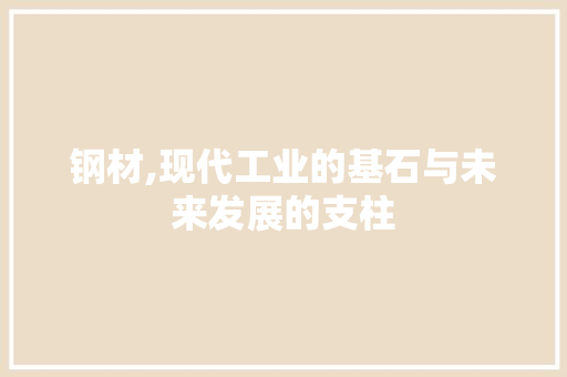 钢材,现代工业的基石与未来发展的支柱