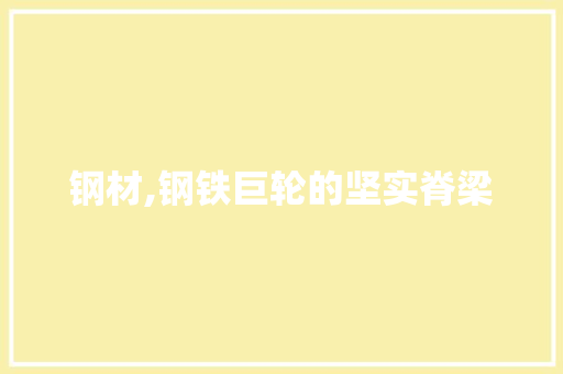钢材,钢铁巨轮的坚实脊梁