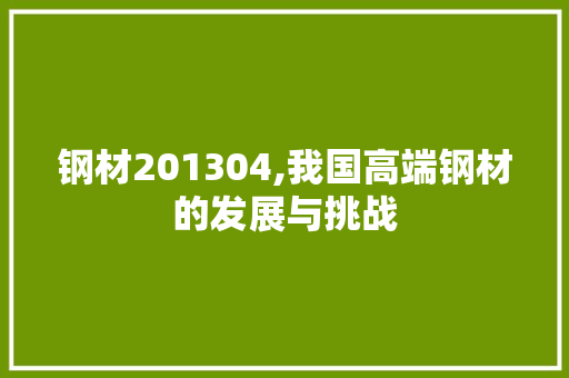 钢材201304,我国高端钢材的发展与挑战