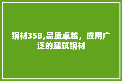 钢材35B,品质卓越，应用广泛的建筑钢材