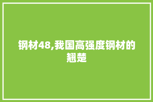 钢材48,我国高强度钢材的翘楚