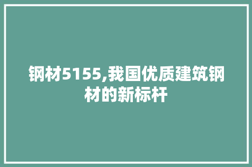 钢材5155,我国优质建筑钢材的新标杆