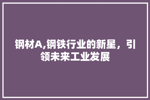 钢材A,钢铁行业的新星，引领未来工业发展