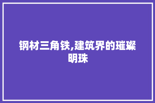 钢材三角铁,建筑界的璀璨明珠