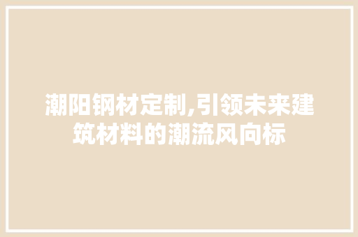 潮阳钢材定制,引领未来建筑材料的潮流风向标