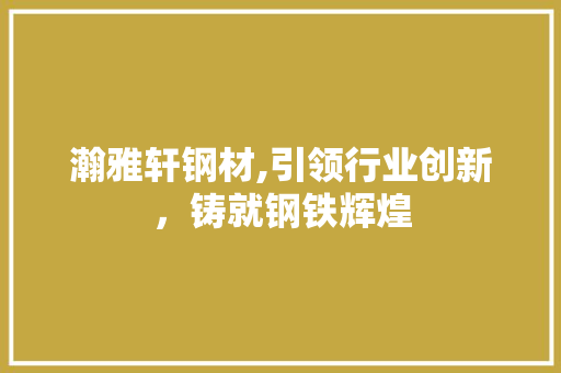 瀚雅轩钢材,引领行业创新，铸就钢铁辉煌