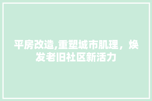 平房改造,重塑城市肌理，焕发老旧社区新活力