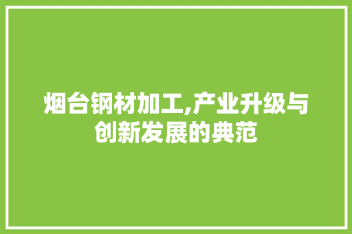 烟台钢材加工,产业升级与创新发展的典范
