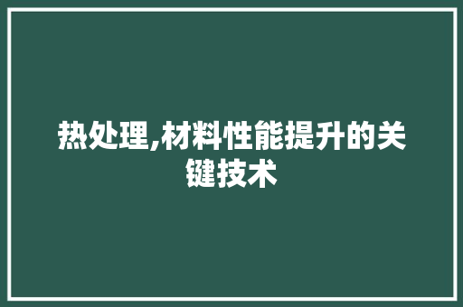 热处理,材料性能提升的关键技术