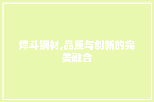 焊斗钢材,品质与创新的完美融合