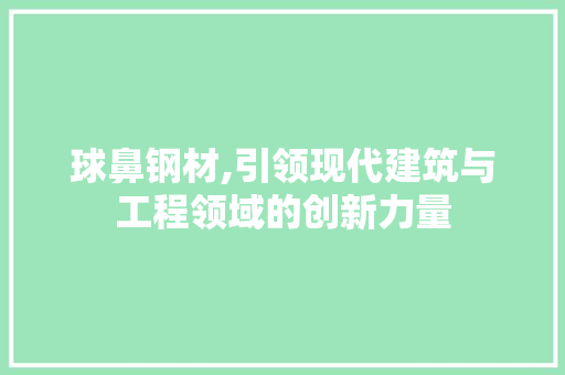 球鼻钢材,引领现代建筑与工程领域的创新力量