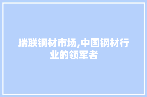 瑞联钢材市场,中国钢材行业的领军者