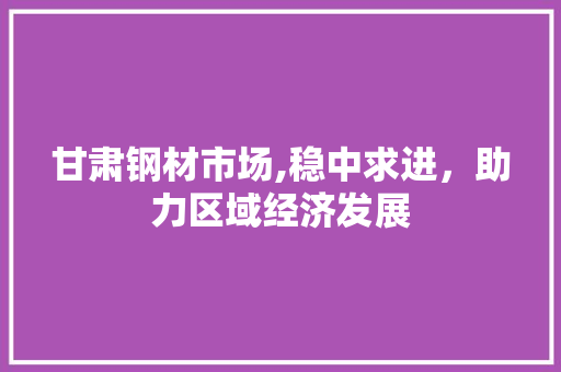 甘肃钢材市场,稳中求进，助力区域经济发展