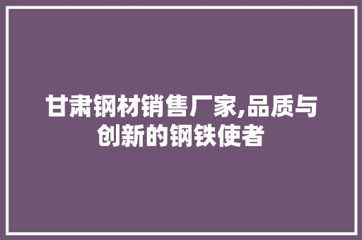 甘肃钢材销售厂家,品质与创新的钢铁使者