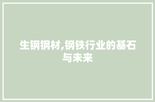 生钢钢材,钢铁行业的基石与未来