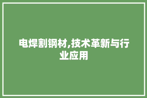 电焊割钢材,技术革新与行业应用
